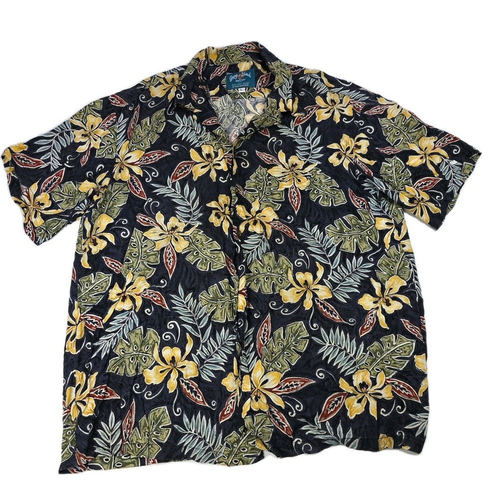 Garys Island Dick's‎ Last Resort Hawaiian Shirt Men's Size L Tropical Floral